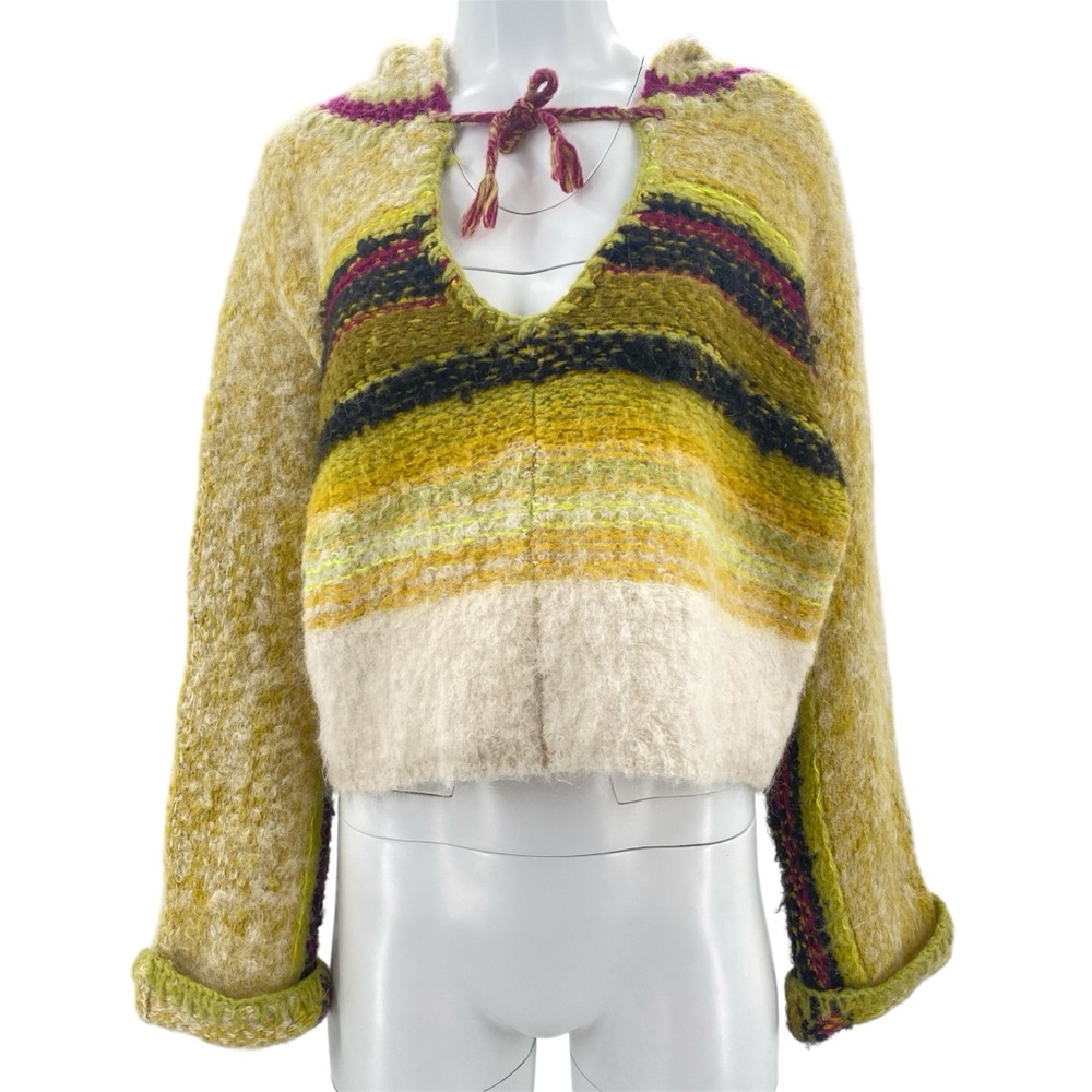 Free People Alpaca Blend Knit Hooded Sweater XS